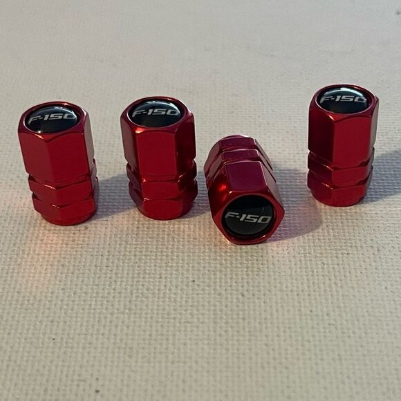Ford F-150 logo valve Stem caps in Red set of 4 NWT - Picture 2 of 4
